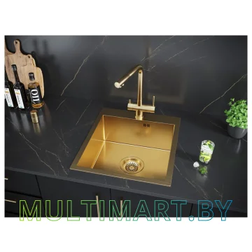 Кухонная мойка Paulmark Favor PM214551-BG (брашированное золото) картинка 3